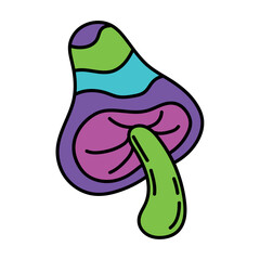 Isolated colored 60s groovy mushroom graffiti emote Vector