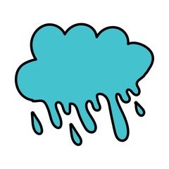Isolated colored 60s groovy raining cloud emote Vector