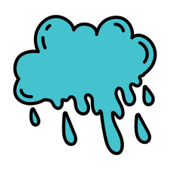 Isolated colored 60s groovy raining cloud emote Vector