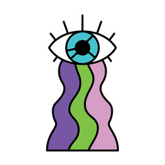 Isolated colored 60s groovy eye emote graffiti Vector