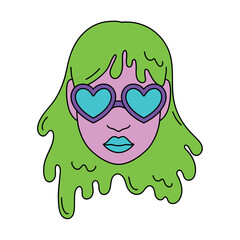 Isolated colored 60s groovy female avatar Vector