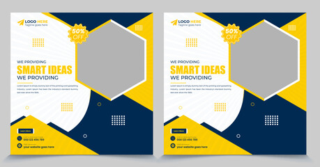 Corporate marketing agency social media square post banner template