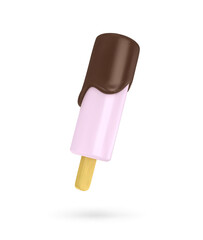 Toy ice cream in chocolate glaze on a stick. Vector illustration