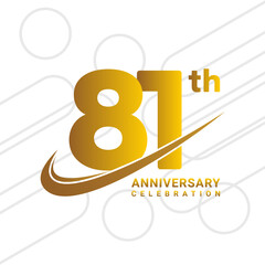 81th anniversary celebration, golden anniversary celebration logo type isolated on white background, vector illustration