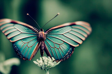 Close-up macro shot of a butterfly with its wings fully open