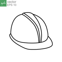 Helmet, worker, construction icon line. Hard cap safety and protective in industrial caution, silhouette yellow hat for technician equipment. Vector illustration. Design on white background. EPS 10