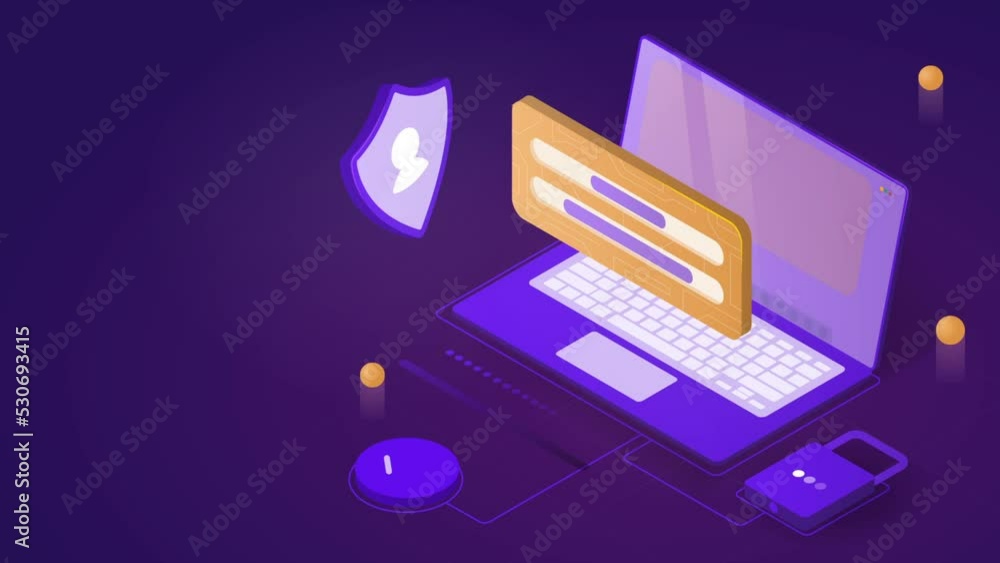 Poster cyber security and data protection. gaining access and authorization using login and password. prote