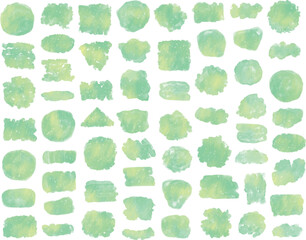 set of different brush shapes with green pastel colors