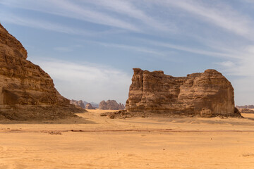 Fototapeta na wymiar Sandstone cliffs in the desert of al-ula saudi arabia