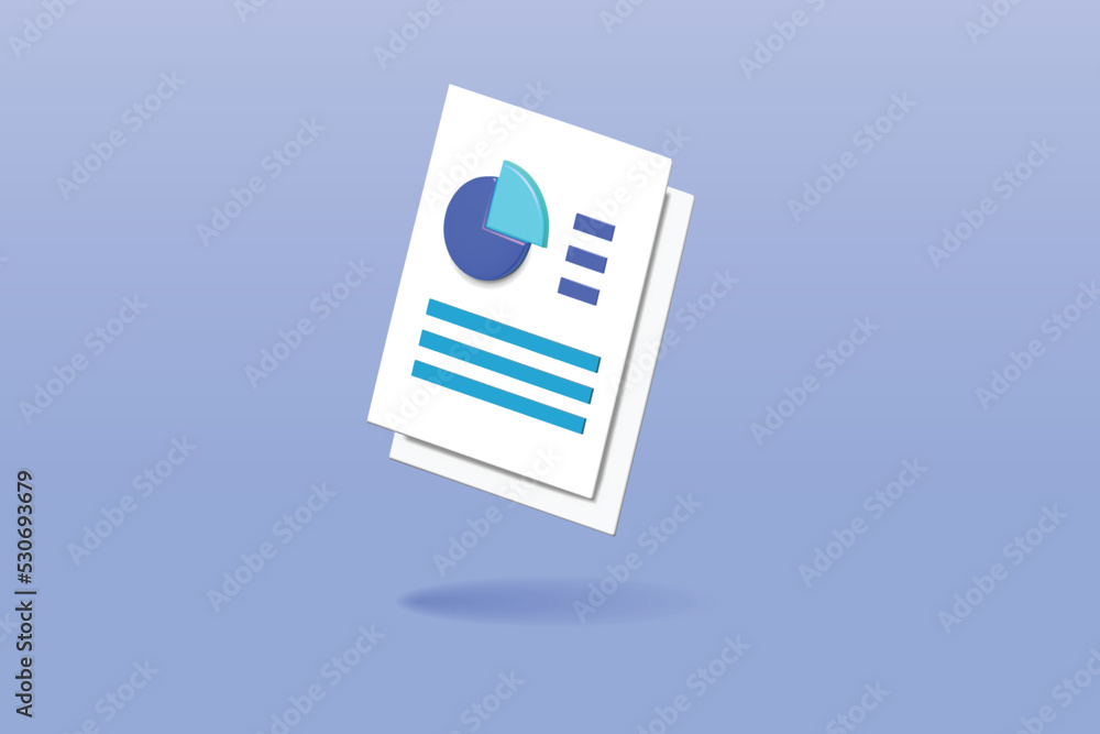 Poster data sheet with graph concept on blue background. 3d vector illustration design.