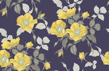 Tuinposter Chinese style flower background material illustration © yan