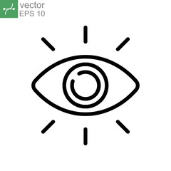 Eye vector icon line. eye ball for vision, idea, observation symbol. Lens, eye sight, optical, view concept. Modern style for web template. Vector illustration. design on white background. EPS 10