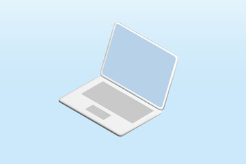Obraz na płótnie Canvas Computer laptop icon on blue background. 3d vector illustration design.