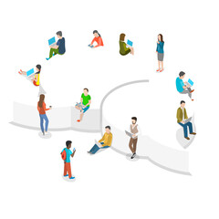 Online chatting flat isometric  concept.