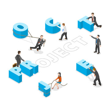 Project flat isometric  concept.
