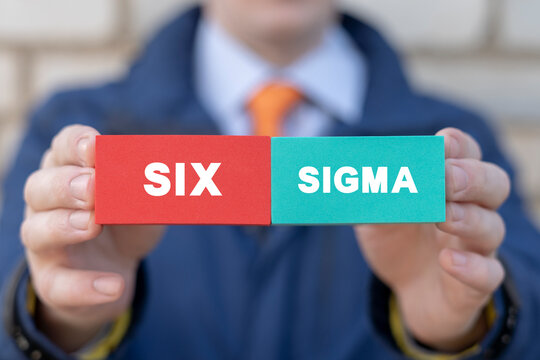 Concept of six sigma industry business strategy. DMAIC lean manufacturing.