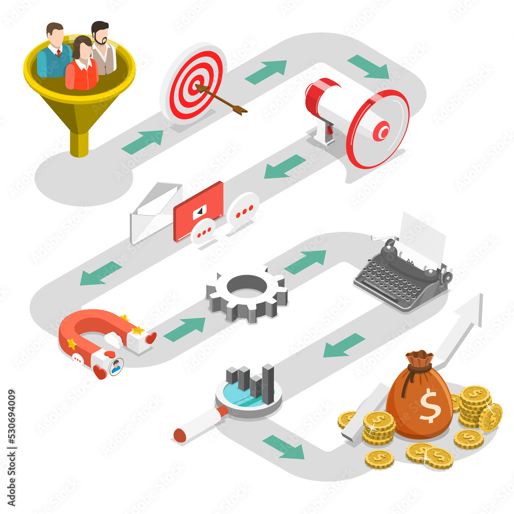 Poster conversion rate optimization flat isometric