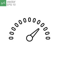 Speedometer icon line, logo Dashboard indicator, tachometer, speed measurement, accelerate equipment. Modern style web page, app symbol. Vector illustration. Design on white background. EPS 10
