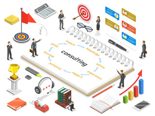 Consulting flat isometric  concept.