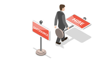 Outsource flat isometric  concept.