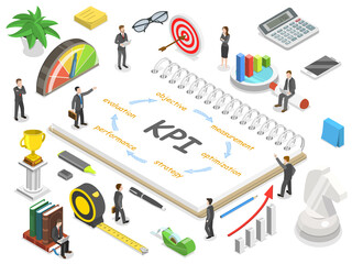 Key performance indicator flat isometric .