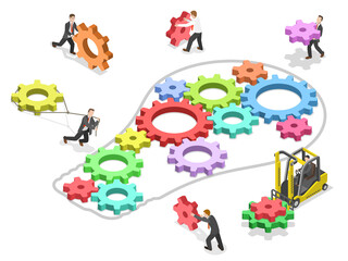 Crowdsourcing flat isometric  concept.