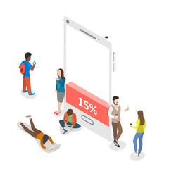 Battery low flat isometric  concept.