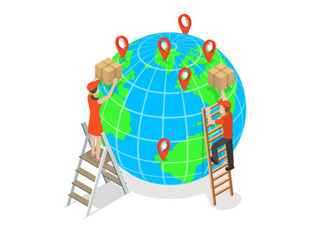 International delivery flat isometric .