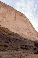 Fototapeta premium ancient stone inscriptions at Jabal Ikmah in al-ula saudi arabia