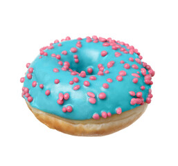 Sweet delicious glazed donut on white background