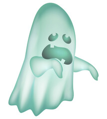 halloween scary green ghost on a png background
