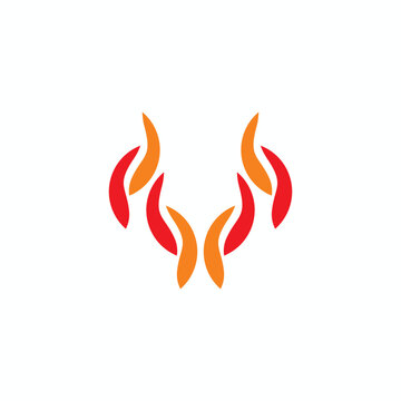 V Letter fire logo vector image