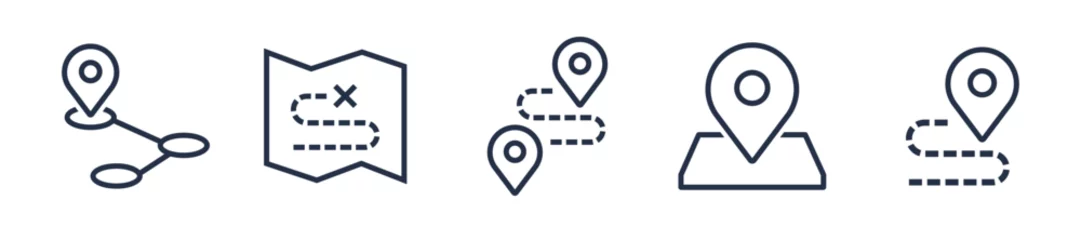 Foto op Canvas Location pin map line icon set. Compass, map, distance, direction minimal vector illustration. © Abbasy  Kautsar