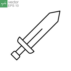 Simple Sword icon line in monoline style for fight or battle line art for games application and websites. Battle Knight equipment. Vector illustration. Design on white background. EPS 10