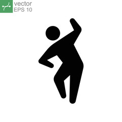 Dancer dancing icon solid. Free human, positive person, jump, man. Element of walking and running people. crazy figure, Warming up activity Vector illustration. Design on white background. EPS10