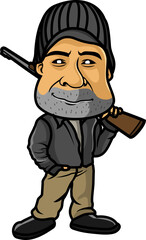 Cartoon character of men treasure hunter jungle adventure in transparent background 