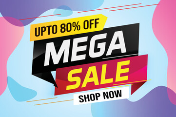 mega sale word concept vector illustration with lines and 3d style, landing page, template, ui, web, mobile app, poster, banner, flyer, background, gift card, coupon, label, wallpaper	