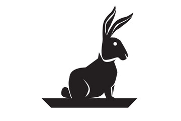 black and white illustration of hare