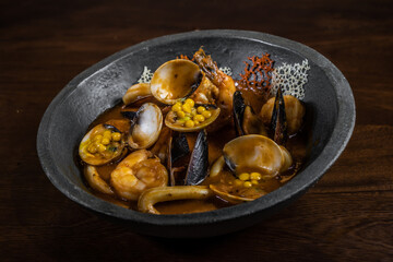 Typical colombian food, seafood casserole