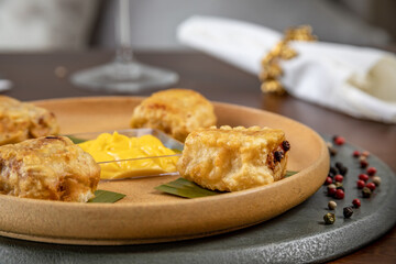 Typical colombian food, ripe banana cylinders
