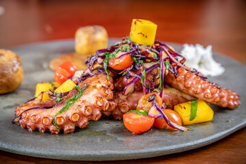Typical colombian food, sauteed octopus