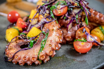 Typical colombian food, sauteed octopus