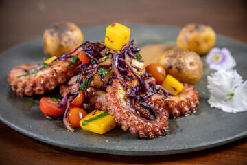 Typical colombian food, sauteed octopus