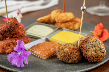 Typical colombian food, trilogy of the pacific