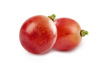 Red grapes isolated on white background.