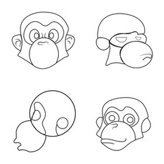 Monkey head set coloring page