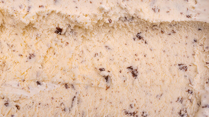 Close-up of cookies and cream ice cream texture.