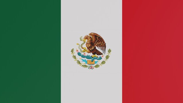3D rendering. Illustration of the flag of Mexico. National texture of the flag of Mexico. High quality render.