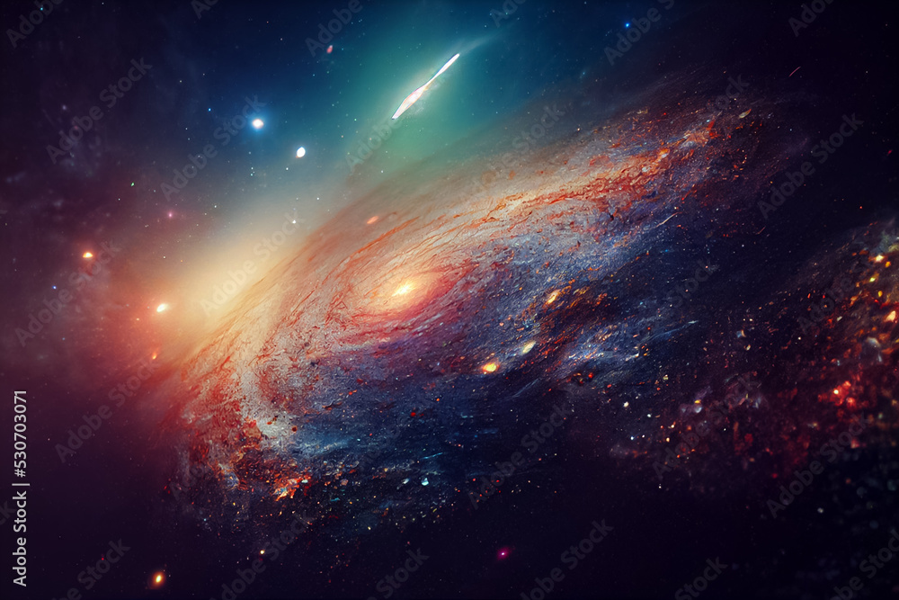 Wall mural nebula milkyway and galaxies in space 3d