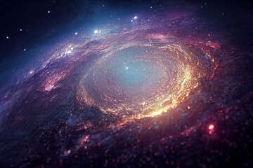 Nebula Milkyway and galaxies in space 3D - obrazy, fototapety, plakaty